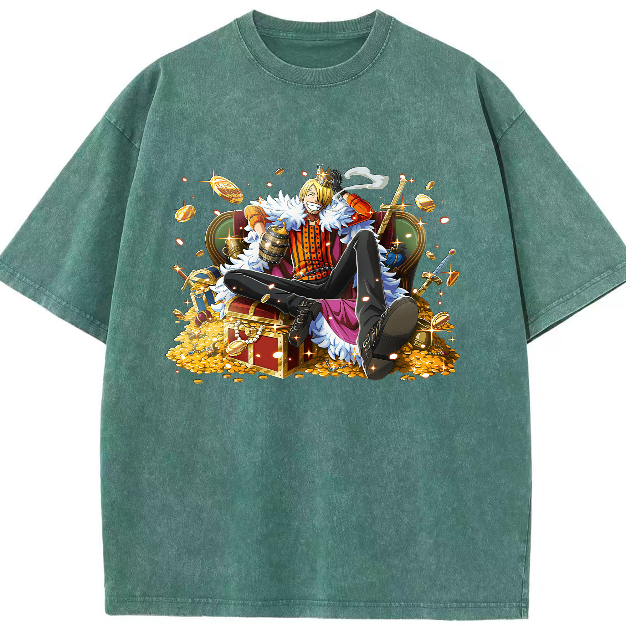 （画像用） ワンピース サンジ ONE PIECE Sanji 綿100% ヴィンテージ風 半袖Tシャツ（フロントプリント）